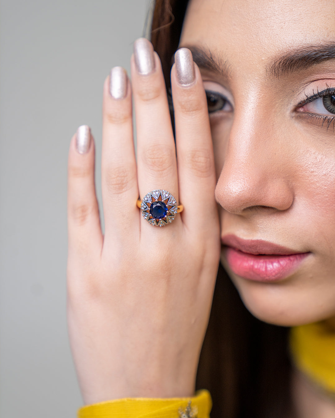 Blue | Zircon Judao Rings with Real Stone | 18K Gold Polish | Adjustable Size | 3Yrs Warranty | MR-333