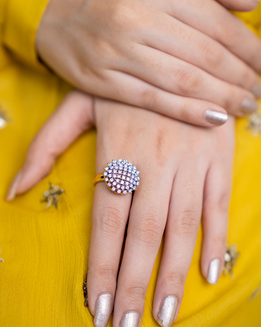 Diamond cut Zircon | judao ring | 22k gold polish | MR-345