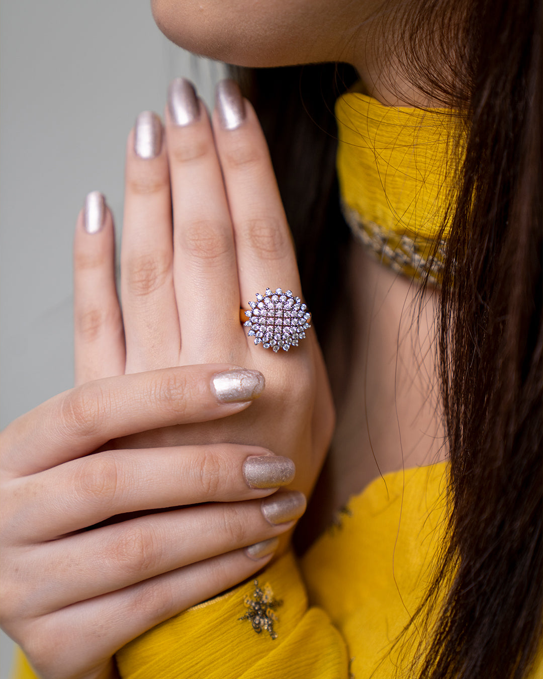 Diamond cut Zircon | judao ring | 22k gold polish | MR-345