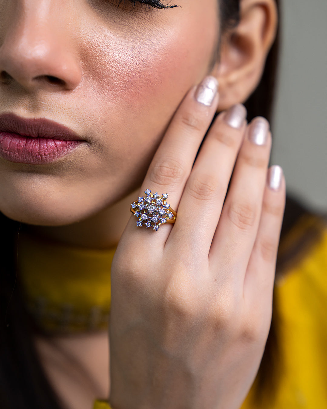 Diamond cut Zircon | judao ring | 22k gold polish | MR-346