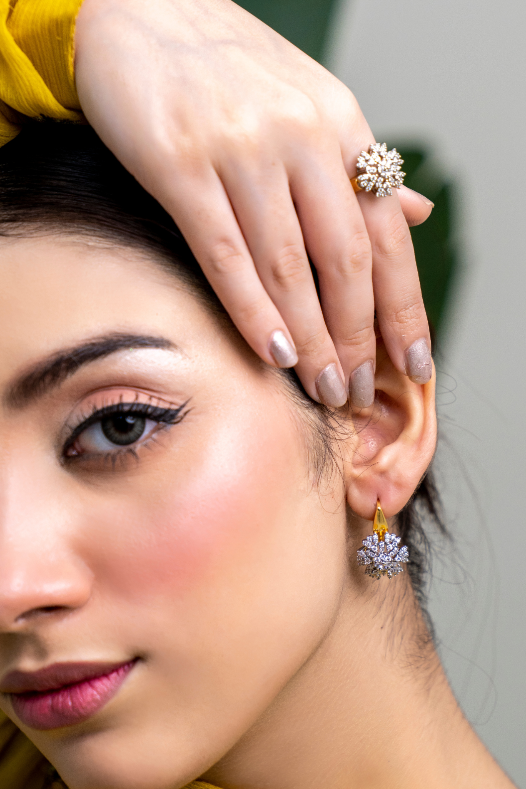 💎Diamond Cut Zircon Locket Set | 22K Gold Polish (3Yrs. Warranty) | MK-300