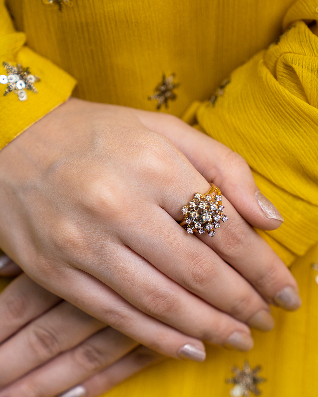 Diamond cut Zircon | judao ring | 22k gold polish | MR-346