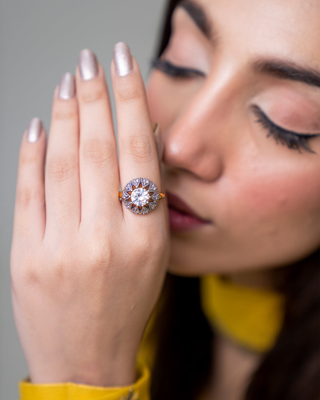 White | Zircon Judao Rings with Real Stone | 18K Gold Polish | Adjustable Size | 3Yrs Warranty | MR-333