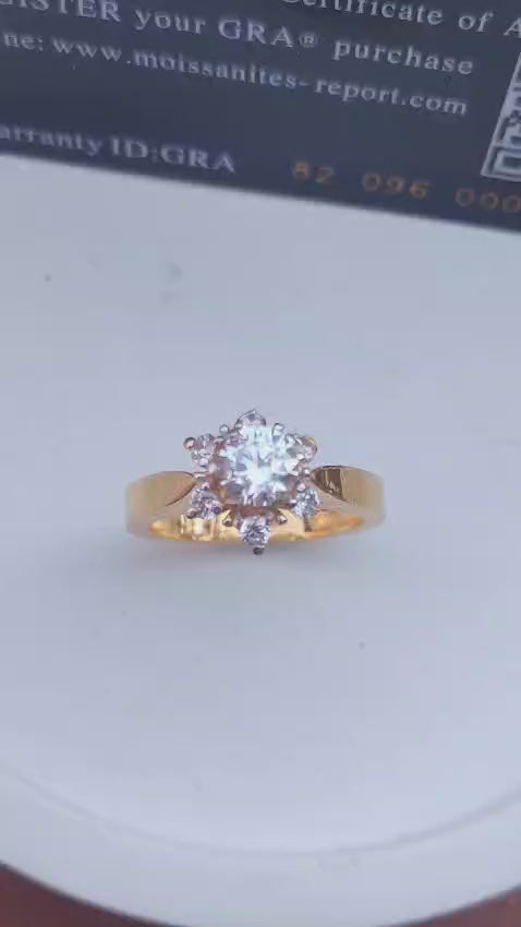 925 SILVER STERLING RING GOLD PLATED WITH MOISSANITE DIAMOND PAWNABLE AND LEGIT S07