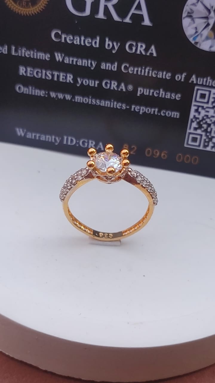 925 SILVER STERLING RING GOLD PLATED WITH MOISSANITE DIAMOND S08