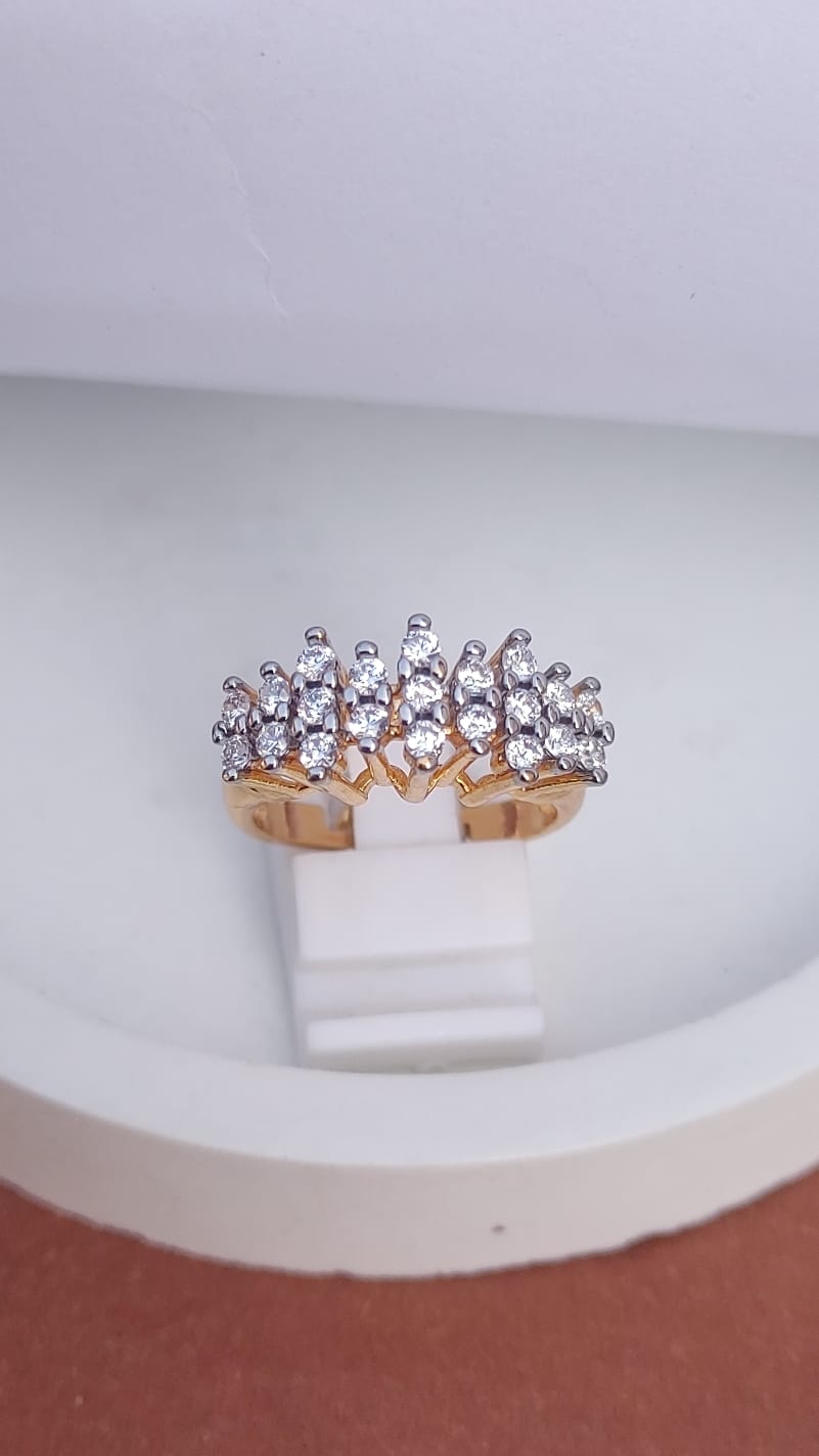 Diamond 💎 cut Zircon judao adjustable ring 22 k gold plated hand crafted |