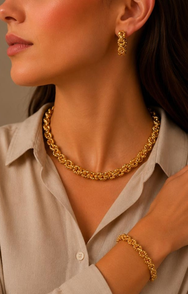 CHUNKY GOLD PLATED SETS DUBAI GOLD STYLE G1108