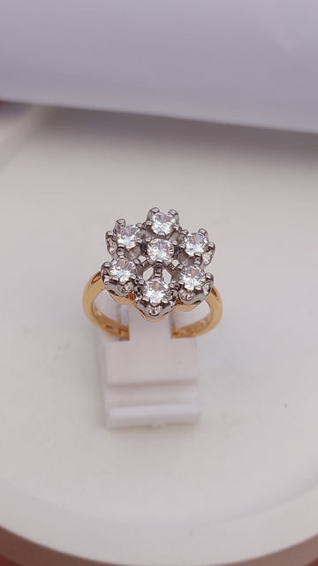 Diamond 💎 cut Zircon judao adjustable ring 22 k gold plated hand crafted |