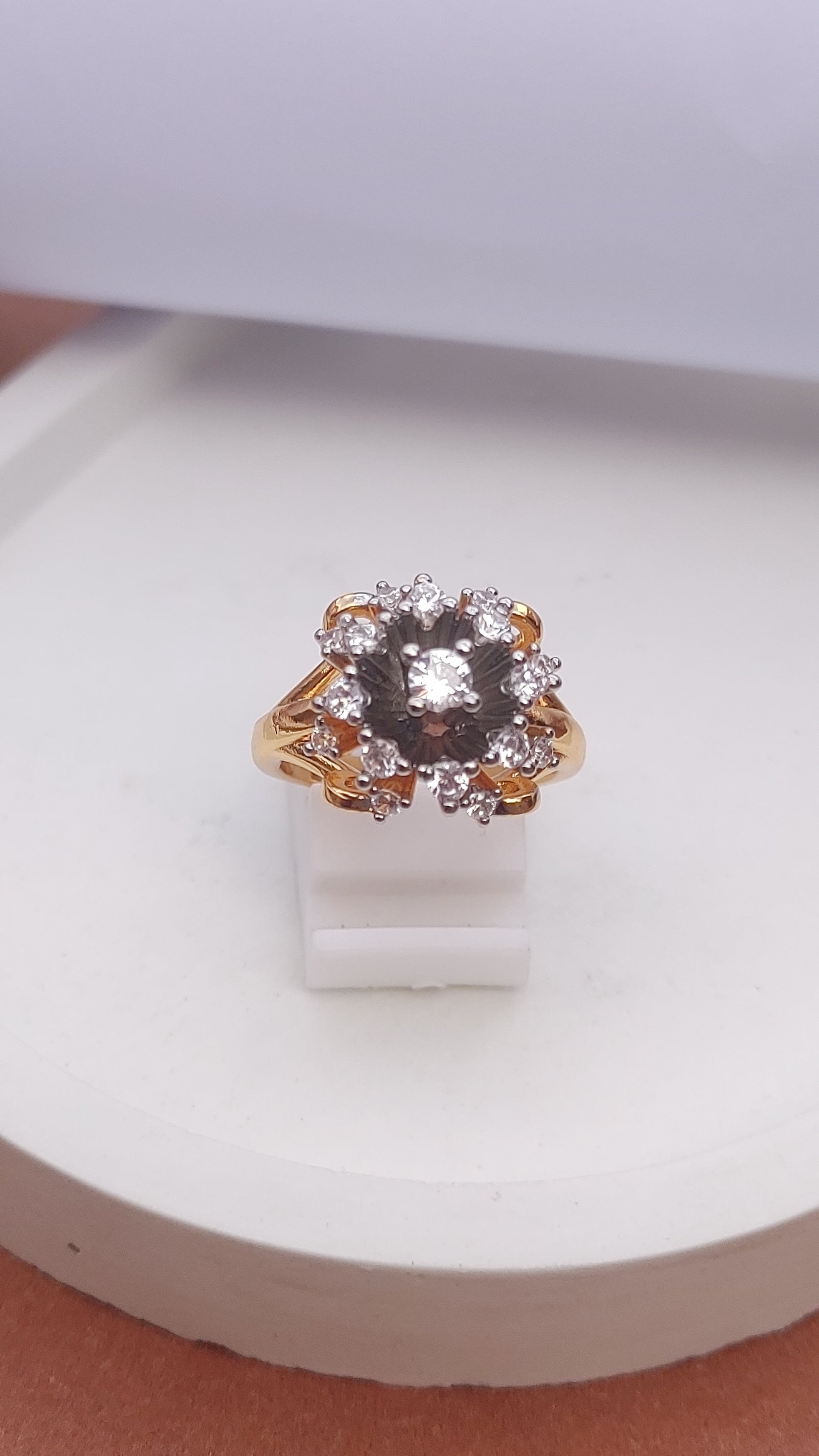 Diamond 💎 cut Zircon judao adjustable ring 22 k gold plated hand crafted |