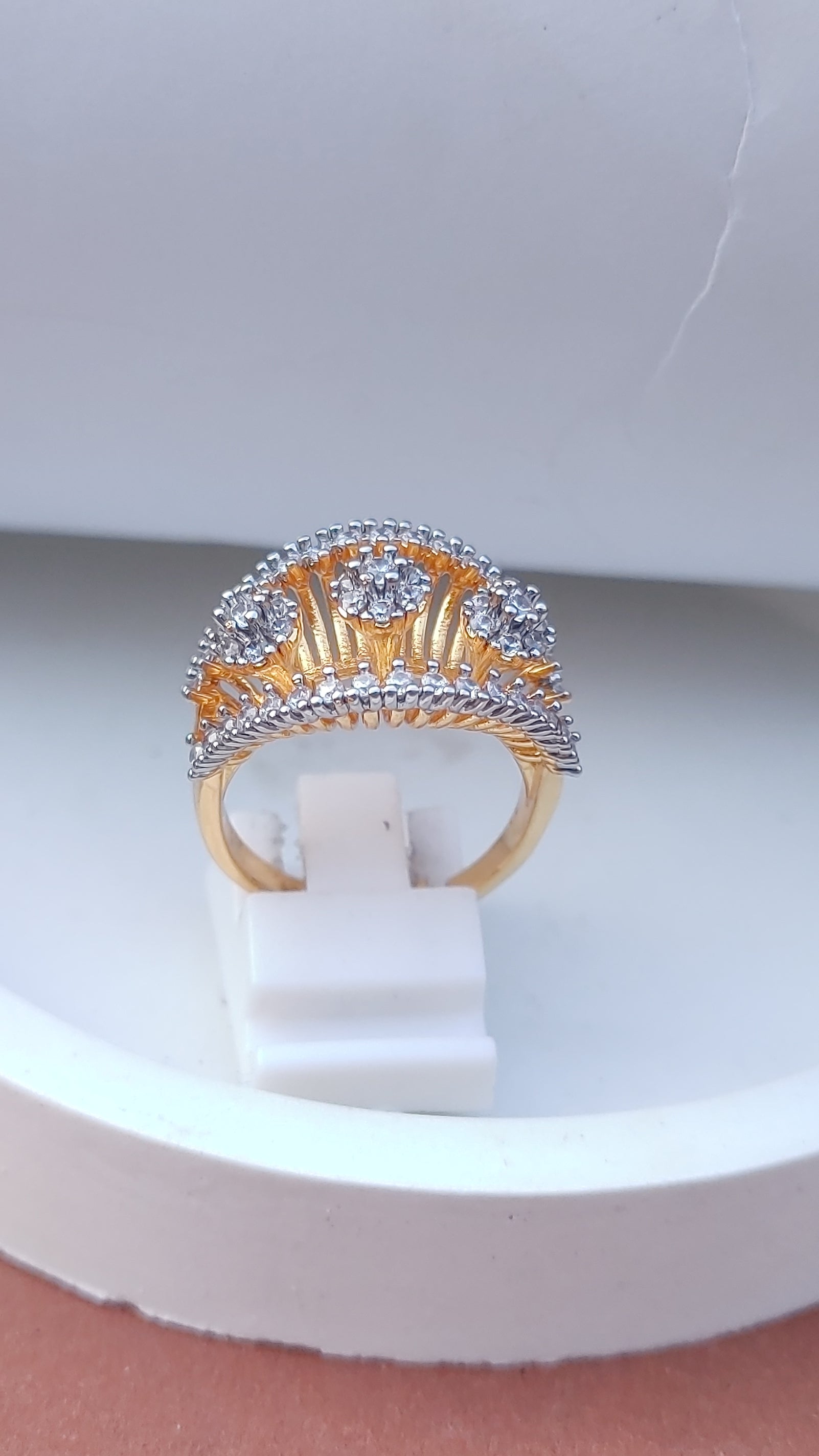 Diamond 💎 cut Zircon judao adjustable ring 22 k gold plated hand crafted |MR-767