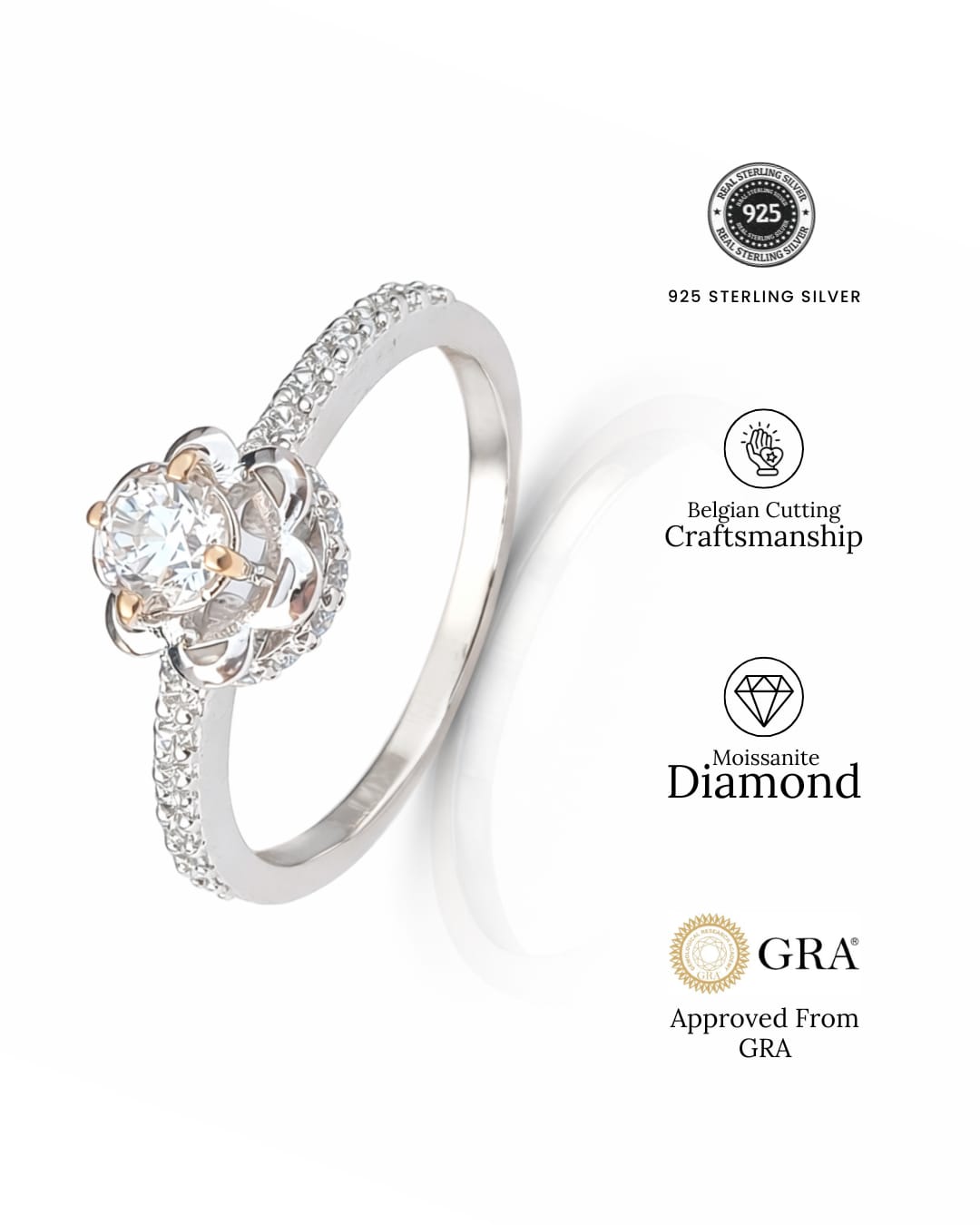 925 SILVER STERLING RING WITH MOISSANITE DIAMOND PAWNABLE AND LEGIT S10
