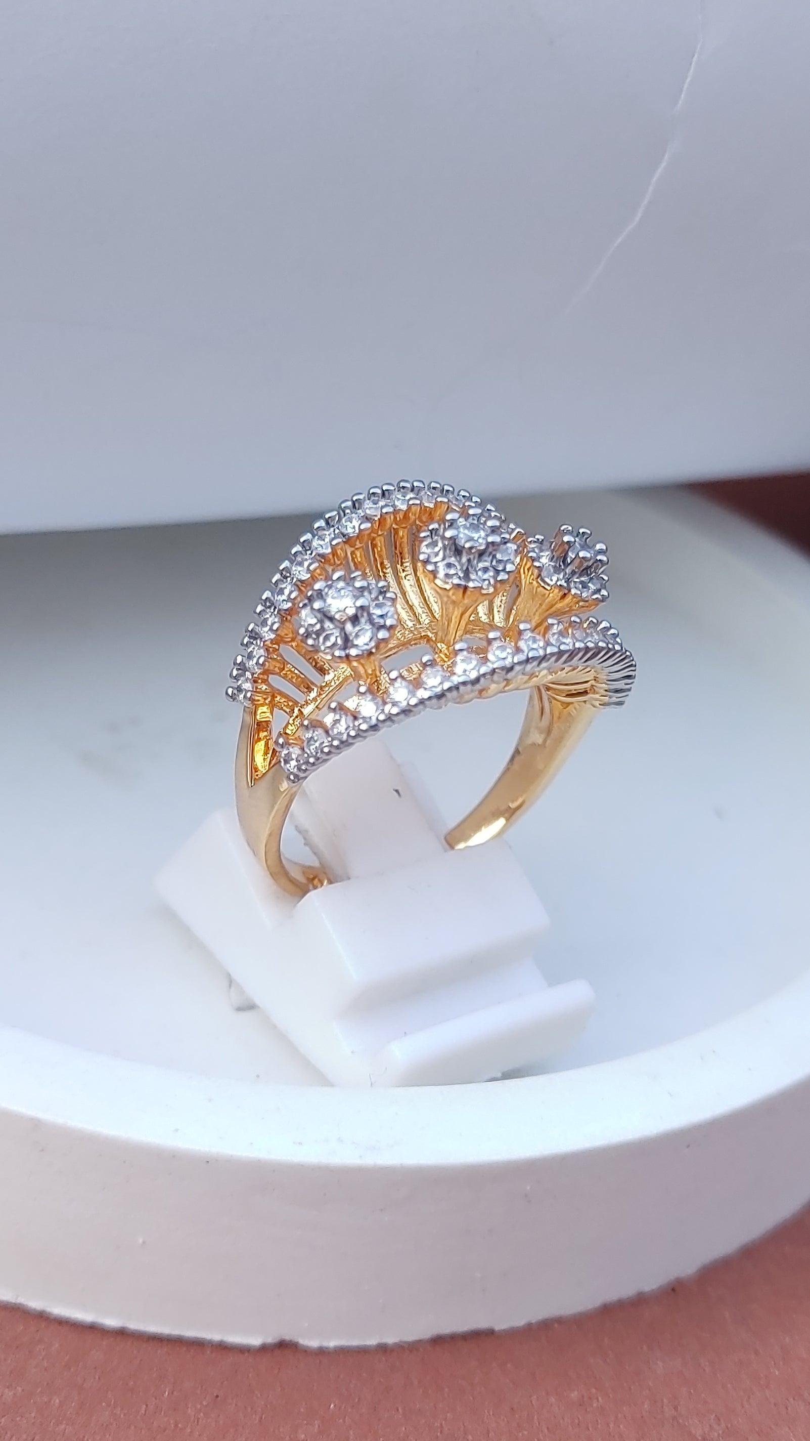 Diamond 💎 cut Zircon judao adjustable ring 22 k gold plated hand crafted |MR-767