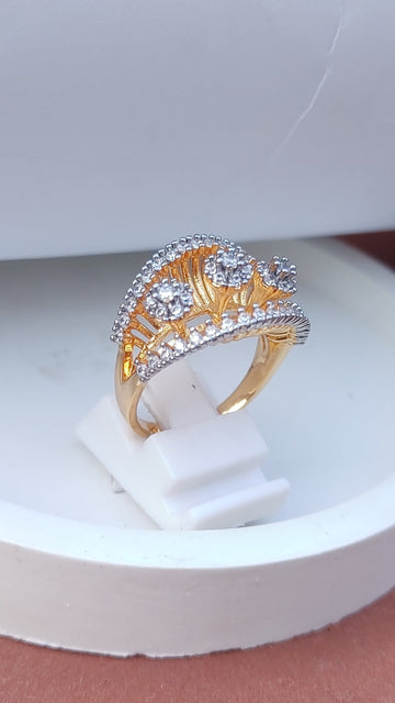 Diamond 💎 cut Zircon judao adjustable ring 22 k gold plated hand crafted |MR-767