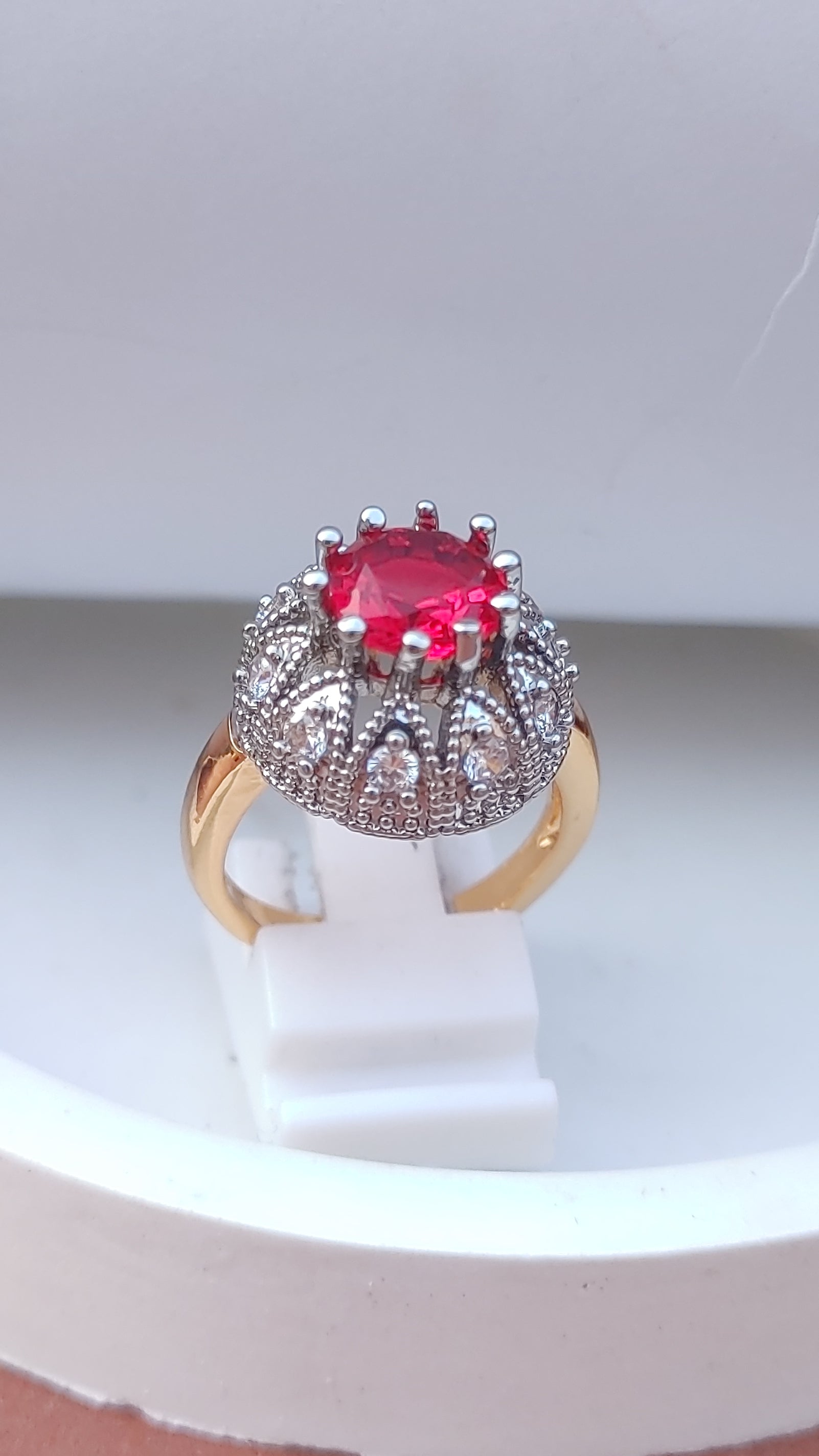 Ruby | Zircon Judao Rings with Real Stone | 18K Gold Polish | Adjustable Size | 3Yrs Warranty | MR-333 (Copy)