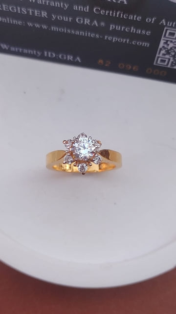 925 SILVER STERLING RING GOLD PLATED WITH MOISSANITE DIAMOND PAWNABLE AND LEGIT S07