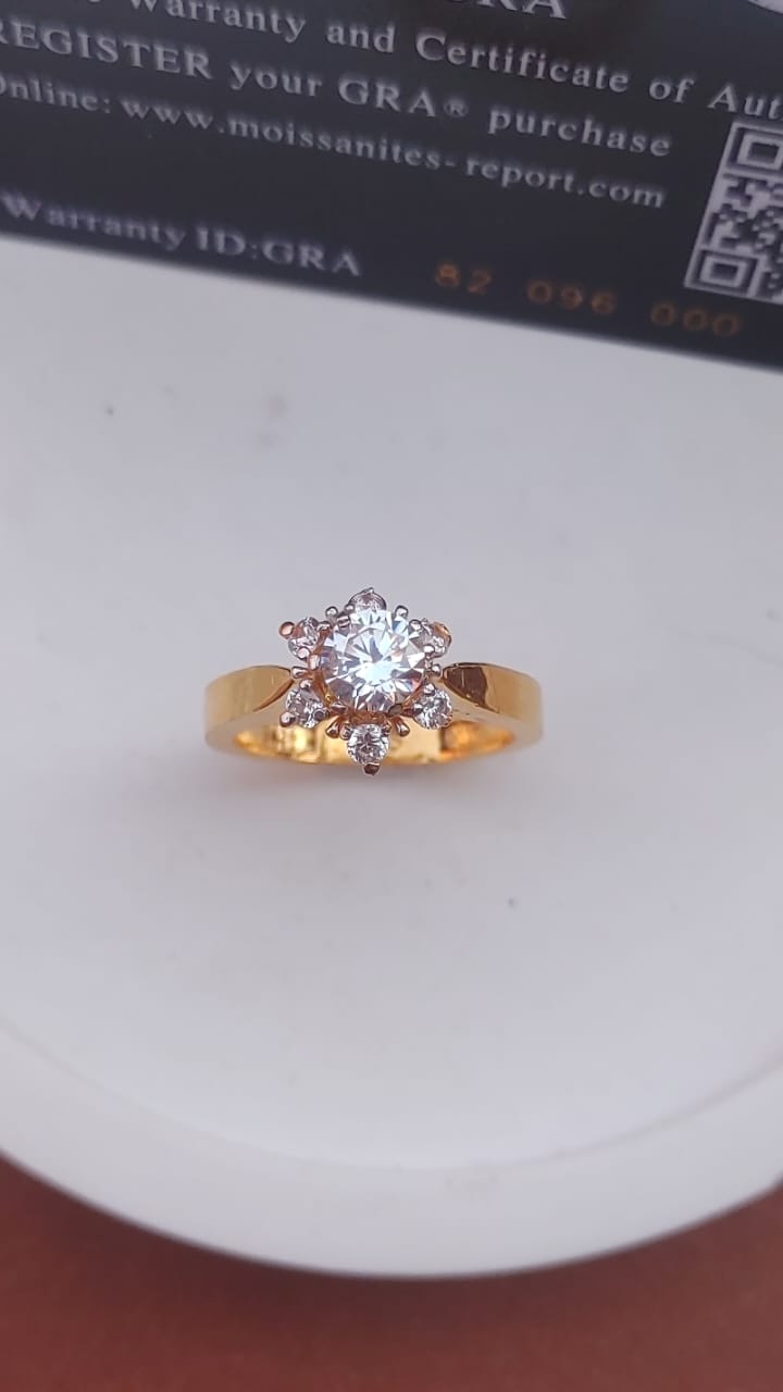 925 SILVER STERLING RING GOLD PLATED WITH MOISSANITE DIAMOND PAWNABLE AND LEGIT S07