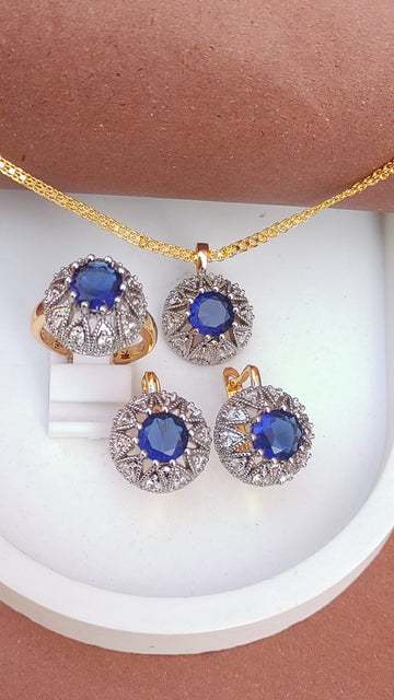 💎Diamond Cut Zircon Locket Set | 22K Gold Plated (1 year Warranty) |