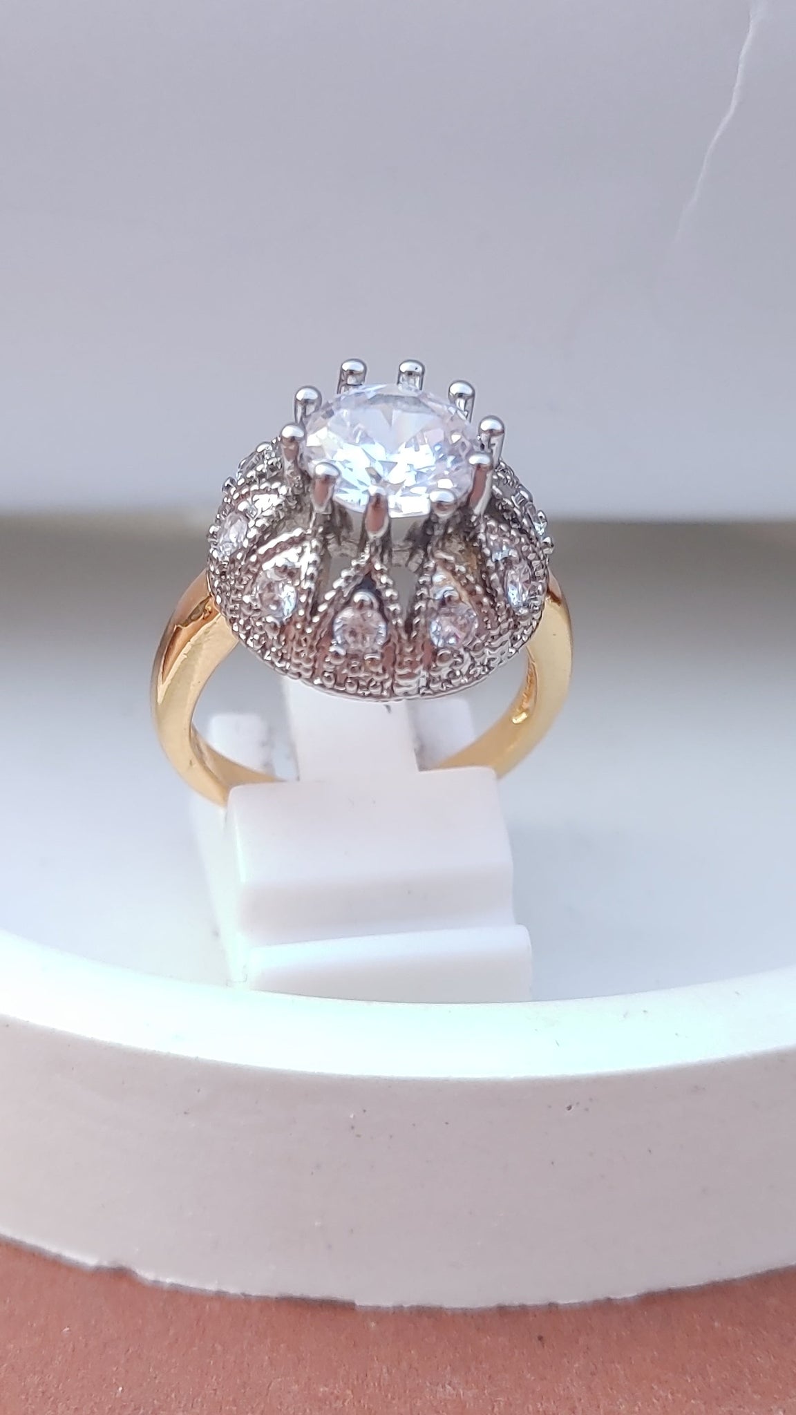 White | Zircon Judao Rings with Real Stone | 18K Gold Polish | Adjustable Size | 3Yrs Warranty | MR-333