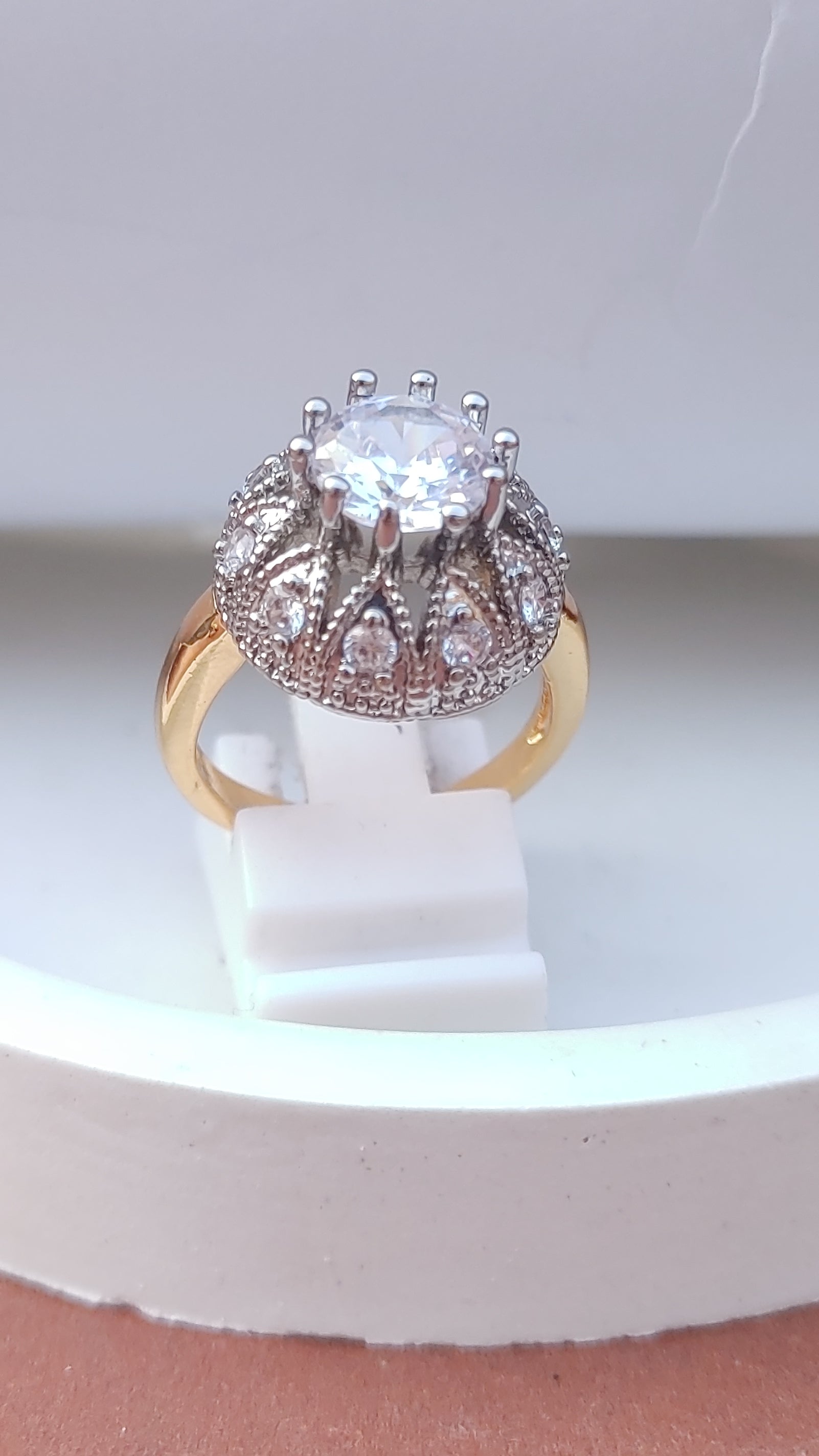 White | Zircon Judao Rings with Real Stone | 18K Gold Polish | Adjustable Size | 3Yrs Warranty | MR-333