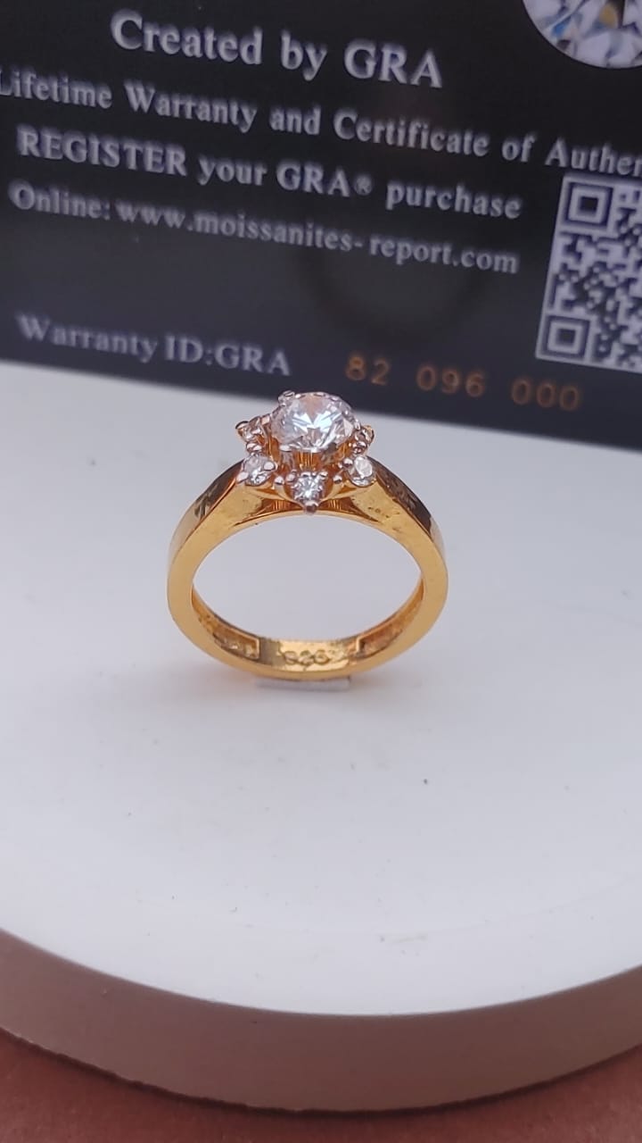 925 SILVER STERLING RING GOLD PLATED WITH MOISSANITE DIAMOND PAWNABLE AND LEGIT S07