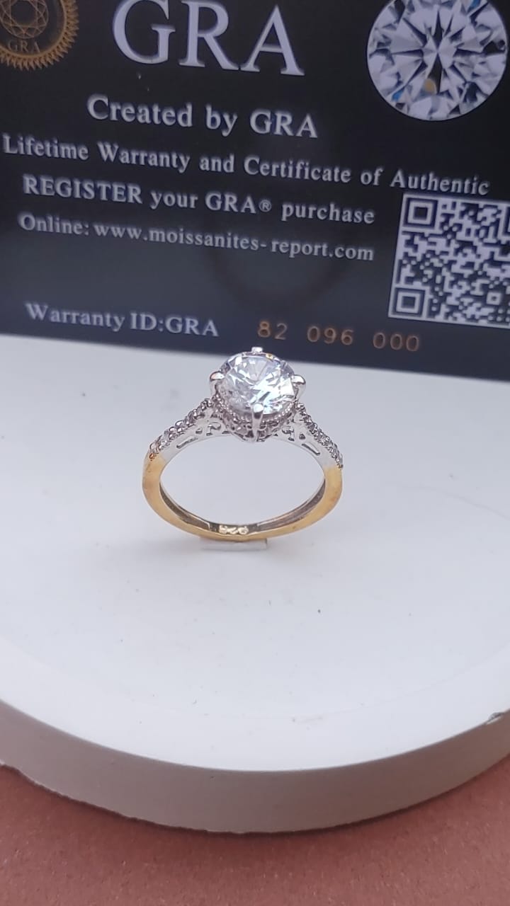 925 SILVER STERLING RING GOLD PLATED WITH MOISSANITE DIAMOND PAWNABLE AND LEGIT S23