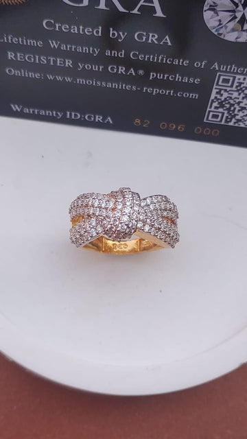 925 SILVER STERLING RING GOLD PLATED WITH MOISSANITE DIAMOND S22